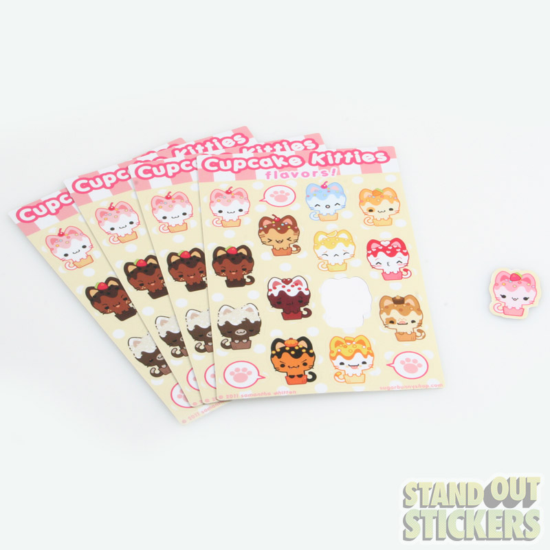 Cupcake Kitties Custom Kiss Cut Sticker Sheets