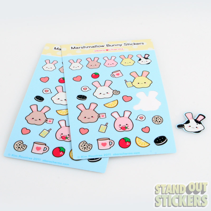 Marshmallow Bunny Custom Kiss Cut Sticker Sheets