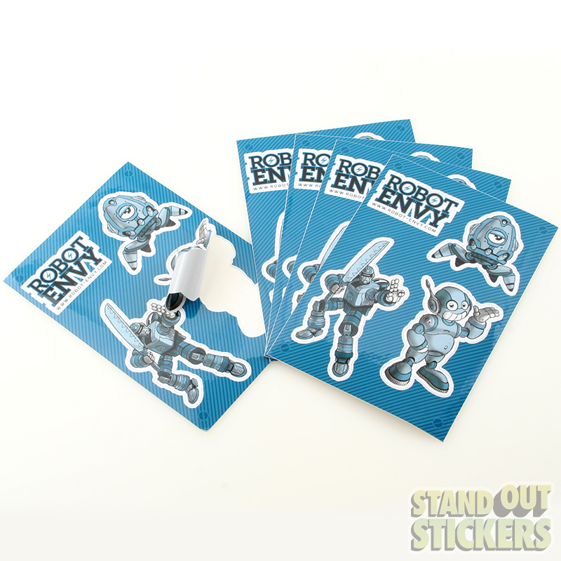 Robot Envy Sticker Sheets with 3 kiss cuts