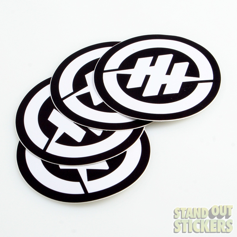 Hunter Hayes round logo stickers in black and white