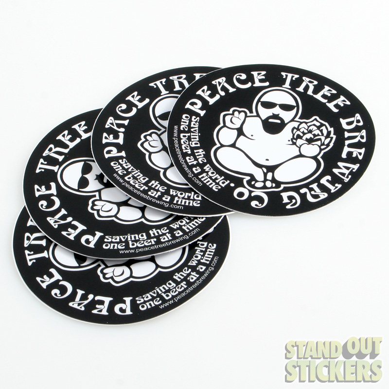 Peace Tree Brewing Black and White circle stickers