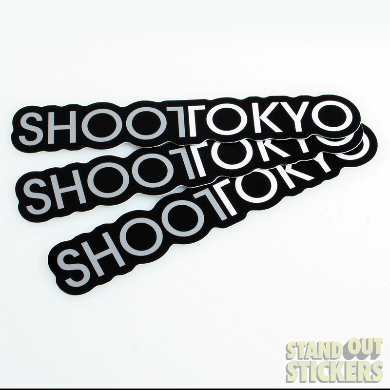 ShootTokyo die cut logo stickers in black and white