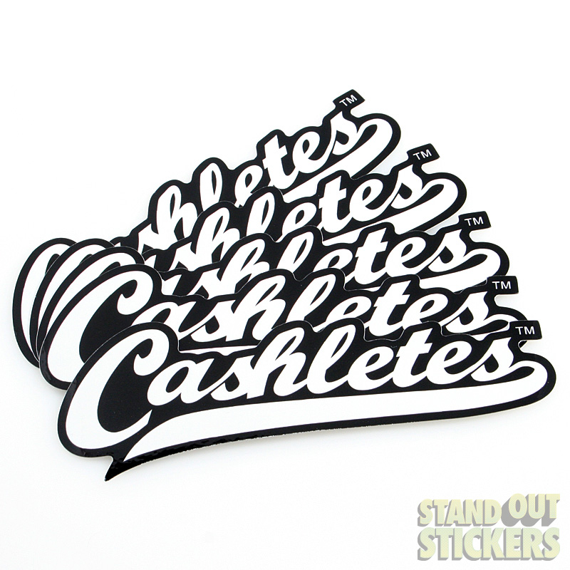 Cashletes die cut logo stickers in black & white