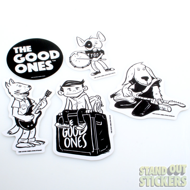 The Good Ones black and white die cut character stickers
