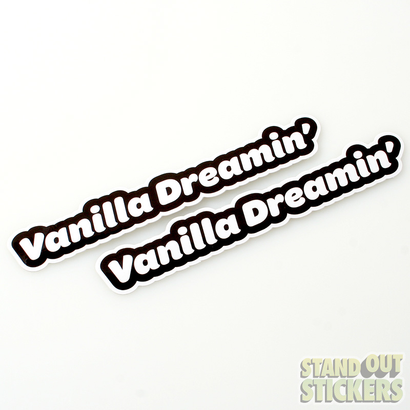 Vanilla Dreamin black & white die cut stickers