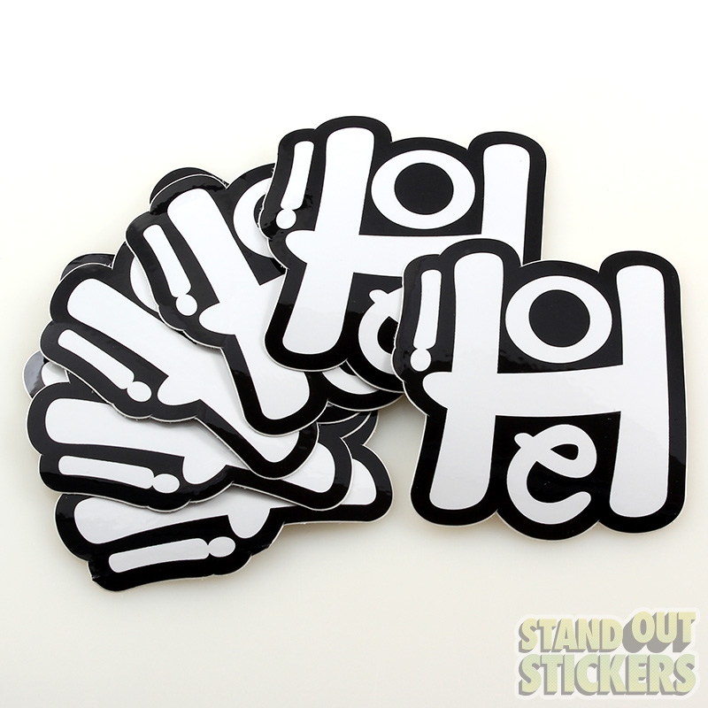 black and white die cut stickers