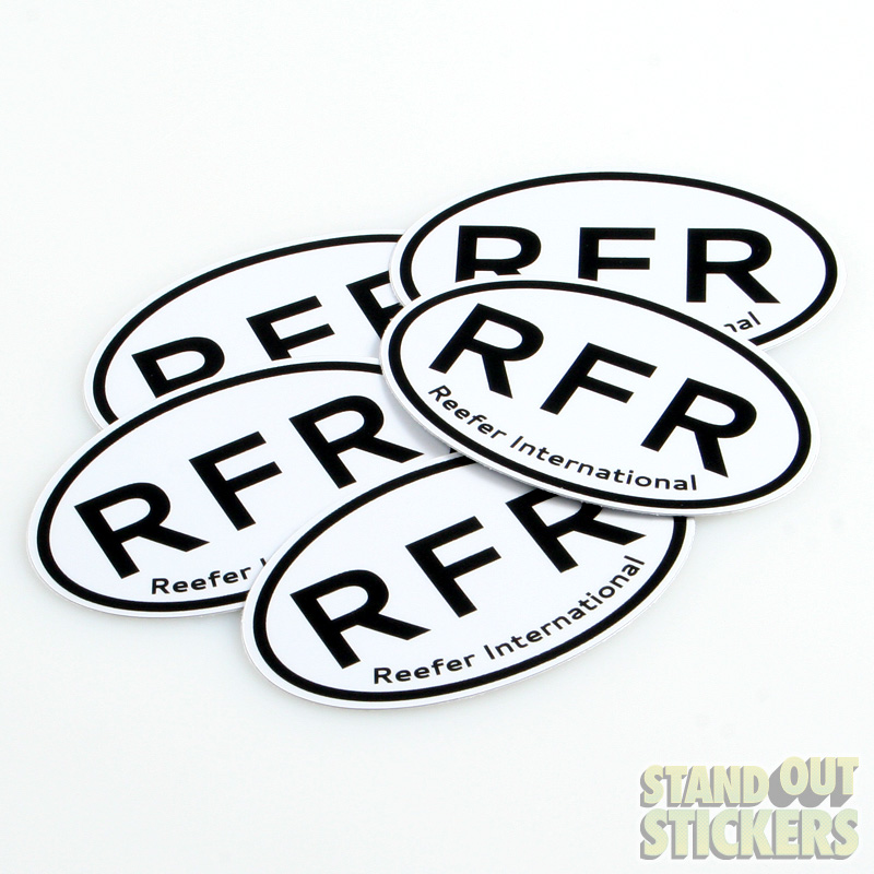RFR Reefer International black and white oval bumper stickers